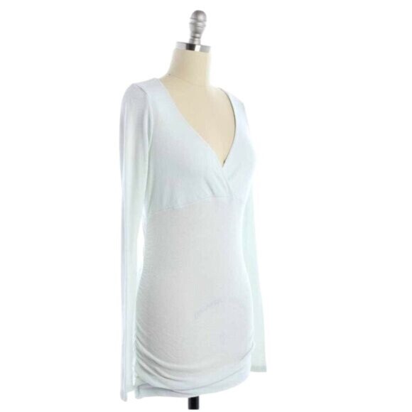 Michael Stars White Metallic Ruched Side V-Neck Tunic - Picture 6 of 9